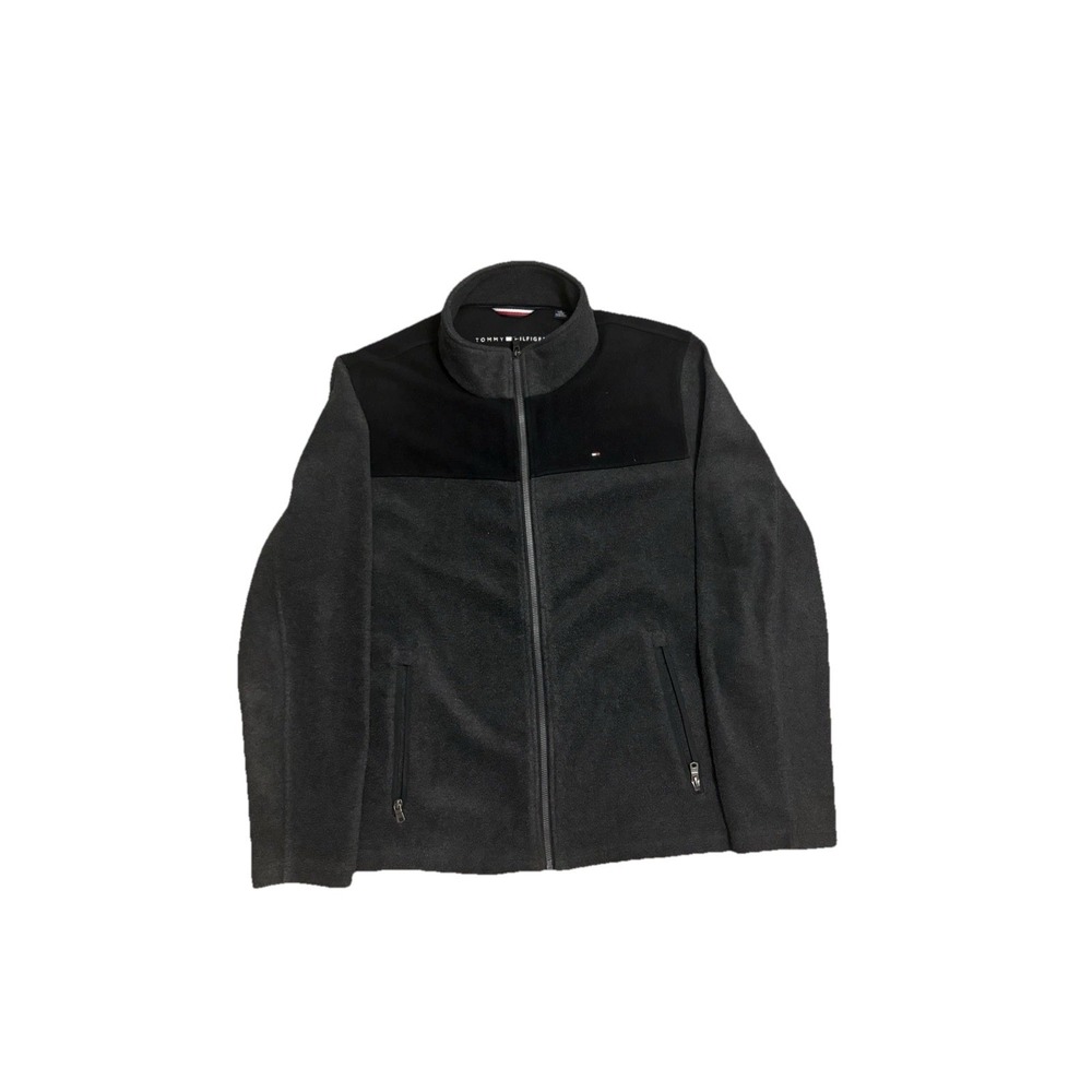 Tommy Hilfiger Men's Black Gray Fleece Full Zip Jacket Size L